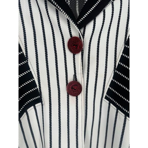 IC by Connie K Jacket Womens Medium Artsy Striped White Black Big Button USA - Picture 2 of 9